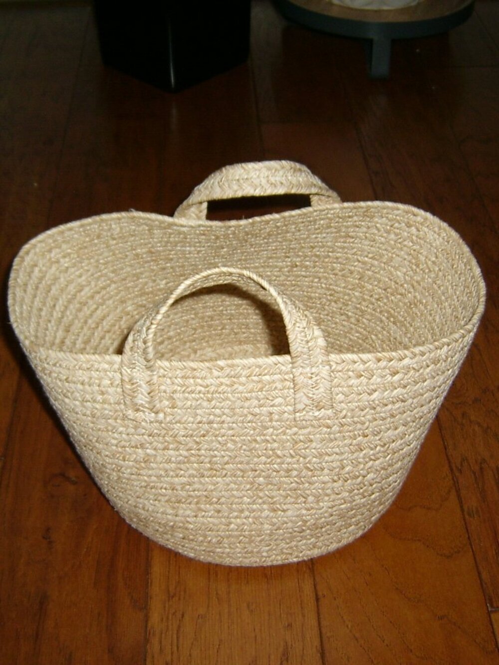 Natural Woven Smaller Tote Bag, EUC